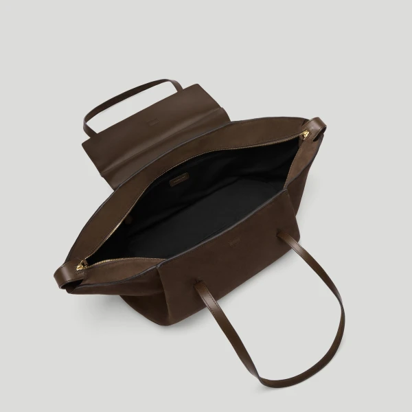 DeMellier The Brooklyn in Mocha Suede Tote Bag, view 4 | Totes & Top-Handle Bags | Luxury Shoes 