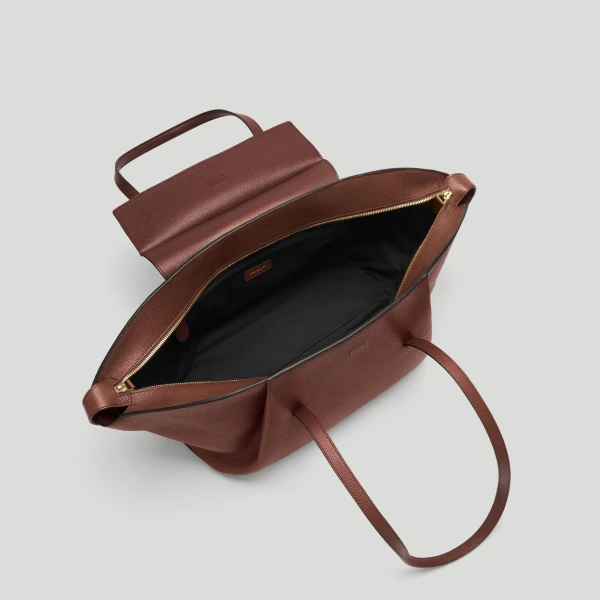 DeMellier The Brooklyn in Warm Brown Small Grain Tote Bag, view 4 | Totes & Top-Handle Bags | Luxury Shoes 