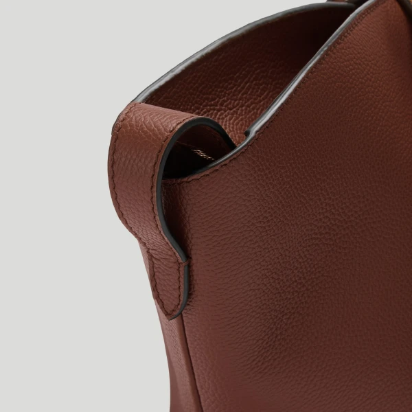 DeMellier The Brooklyn in Warm Brown Small Grain Tote Bag, view 5 | Totes & Top-Handle Bags | Luxury Shoes 