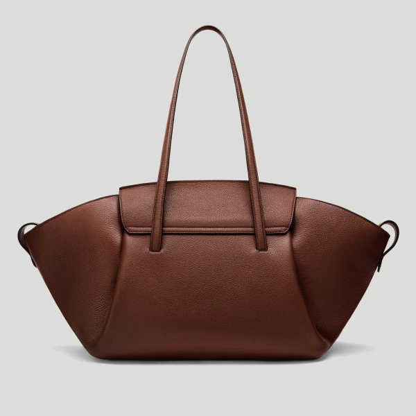 DeMellier The Brooklyn in Warm Brown Small Grain Tote Bag, view 6 | Totes & Top-Handle Bags | Luxury Shoes 