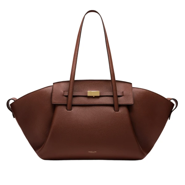 DeMellier The Brooklyn in Warm Brown Small Grain Tote Bag | Totes & Top-Handle Bags | Luxury Shoes 