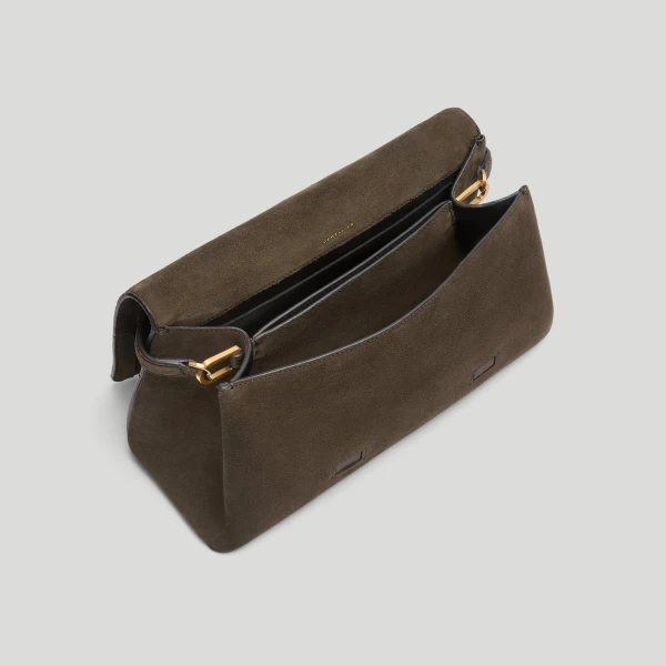 DeMellier The Florence Crossbody in Hazel Suede Crossbody Bag, view 3 | Shoulder & Crossbody Bags | Luxury Shoes 