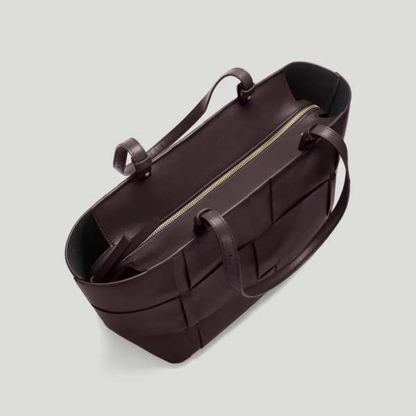 DeMellier The Florence in Bordeaux Fine Grain Tote Bag, view 3 | Totes & Top-Handle Bags | Luxury Shoes 