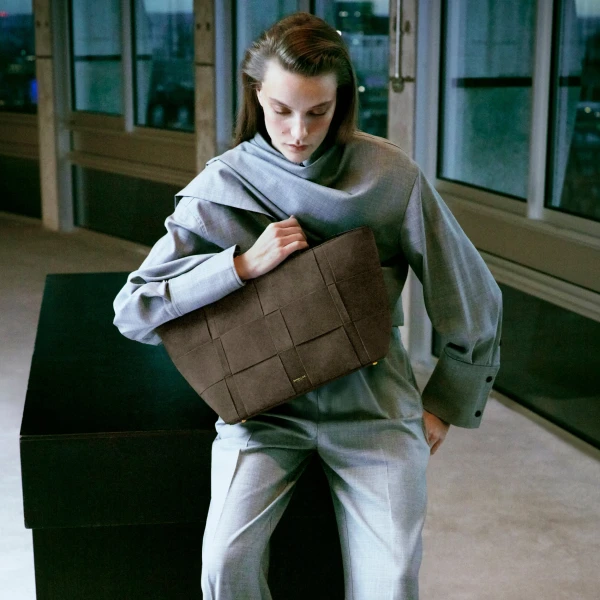 DeMellier The Florence in Hazel Suede Tote Bag, view 2 | Totes & Top-Handle Bags | Luxury Shoes 