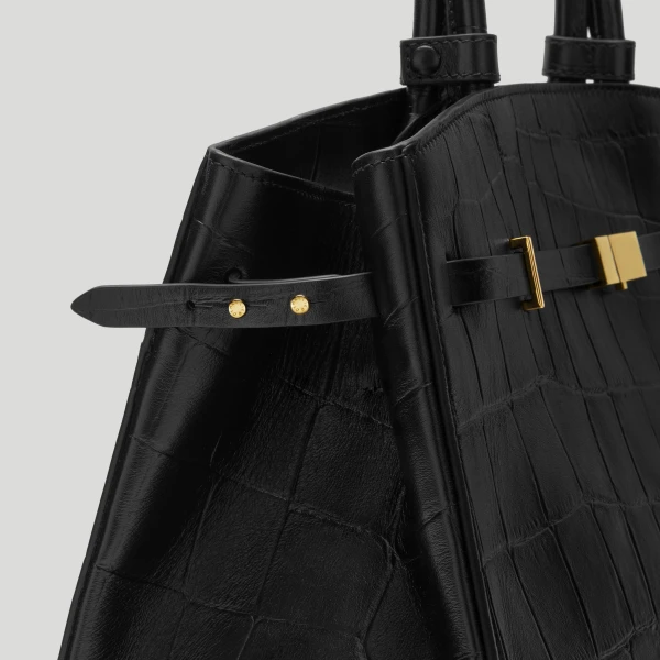 DeMellier The Hudson in Black Large Croc-Effect Tote Bag, view 3 | Totes & Top-Handle Bags | Luxury Shoes 