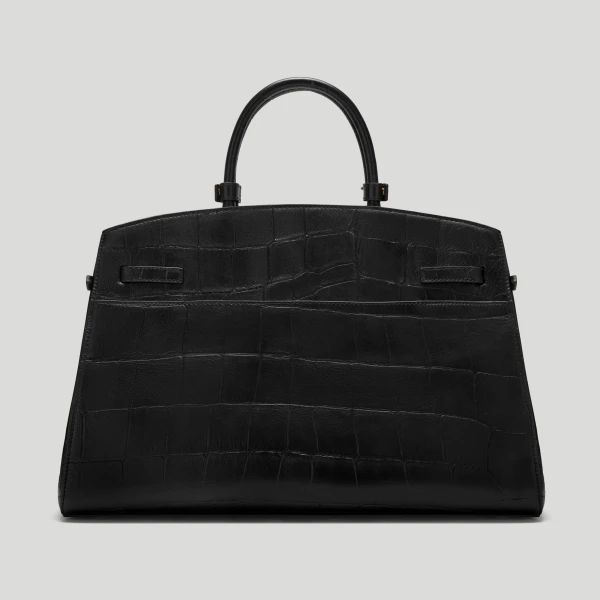 DeMellier The Hudson in Black Large Croc-Effect Tote Bag, view 6 | Totes & Top-Handle Bags | Luxury Shoes 