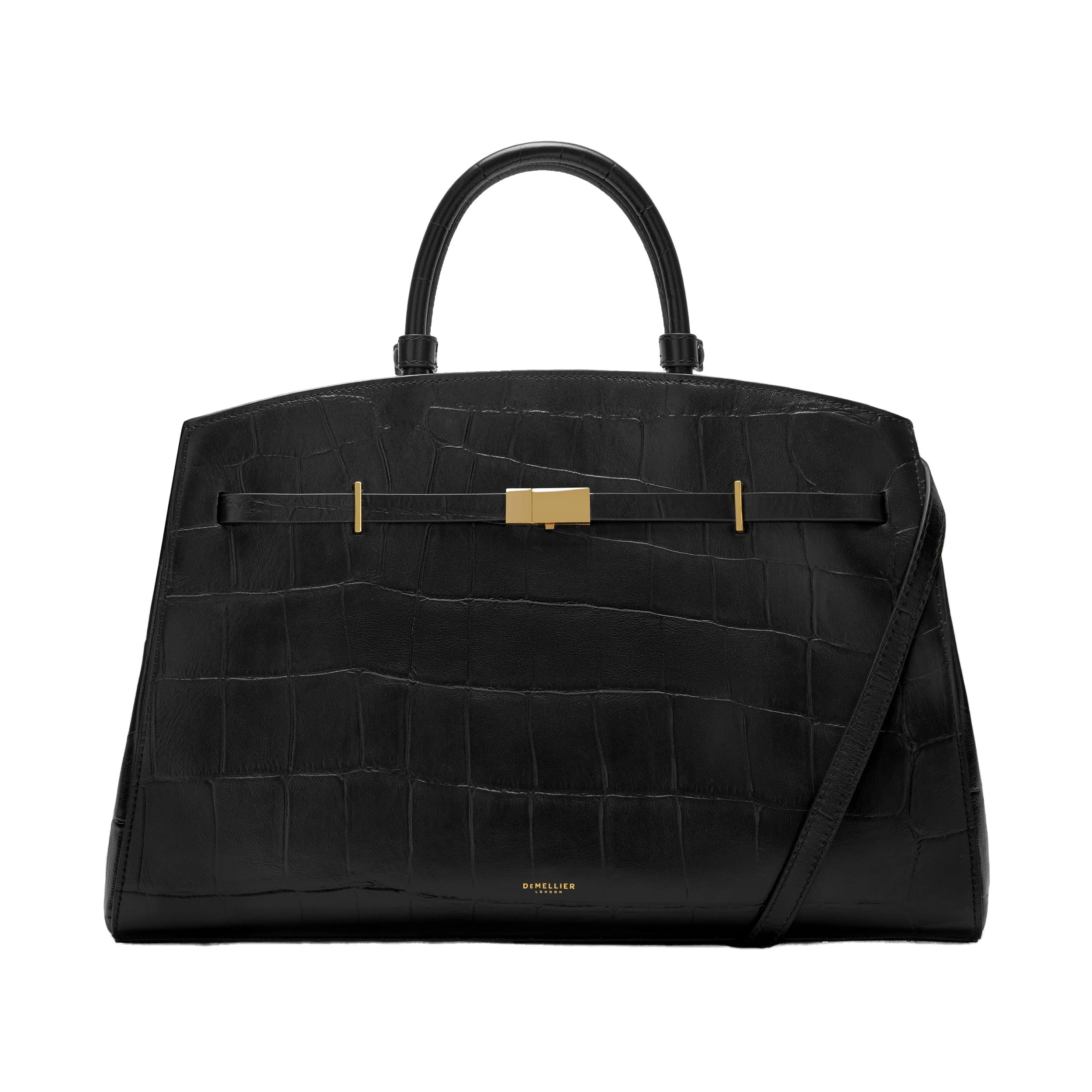 DeMellier The Hudson in Black Large Croc-Effect Tote Bag DeMellier The Hudson in Black Large Croc-Effect Tote Bag | Totes & Top-Handle Bags | Luxury Shoes