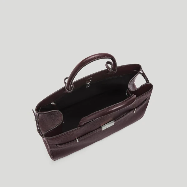 DeMellier The Hudson in Bordeaux Small Grain Tote Bag, view 3 | Totes & Top-Handle Bags | Luxury Shoes 
