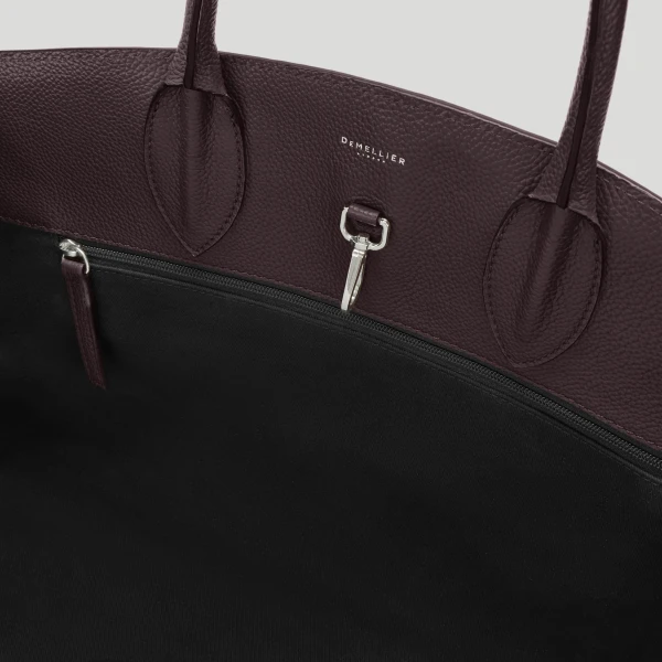 DeMellier The Hudson in Bordeaux Small Grain Tote Bag, view 4 | Totes & Top-Handle Bags | Luxury Shoes 