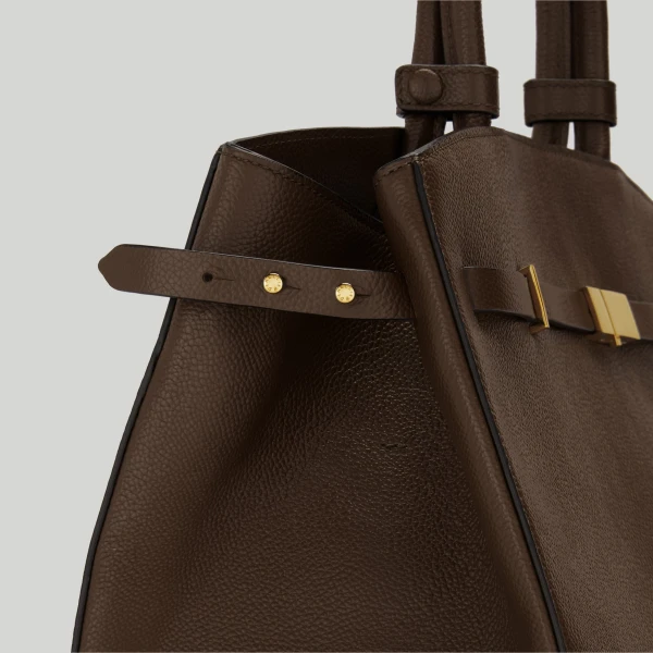 DeMellier The Hudson in Mocha Small Grain Tote Bag, view 2 | Totes & Top-Handle Bags | Luxury Shoes 