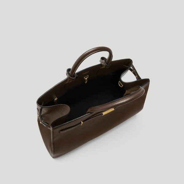 DeMellier The Hudson in Mocha Small Grain Tote Bag, view 3 | Totes & Top-Handle Bags | Luxury Shoes 
