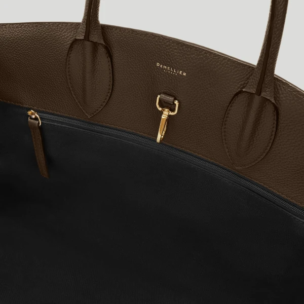 DeMellier The Hudson in Mocha Small Grain Tote Bag, view 4 | Totes & Top-Handle Bags | Luxury Shoes 