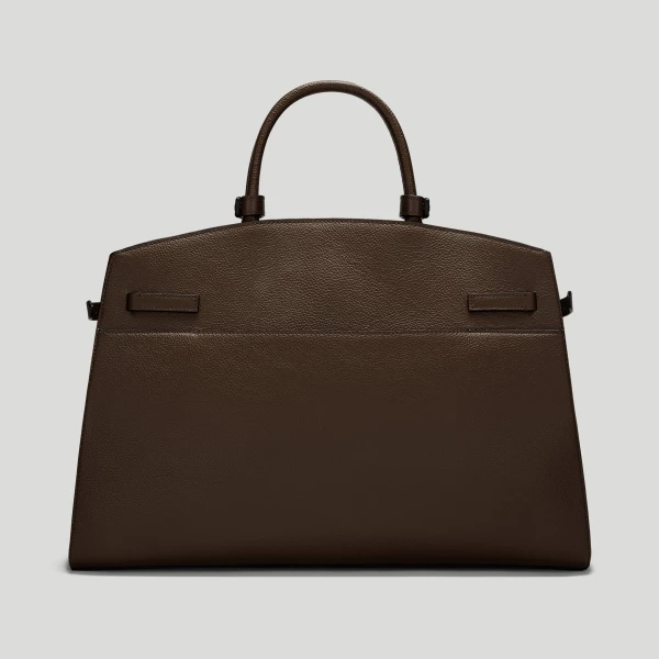 DeMellier The Hudson in Mocha Small Grain Tote Bag, view 5 | Totes & Top-Handle Bags | Luxury Shoes 