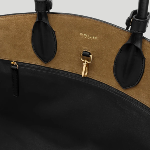 DeMellier The Hudson in Tobacco Suede & Black Smooth Tote Bag, view 4 | Totes & Top-Handle Bags | Luxury Shoes 