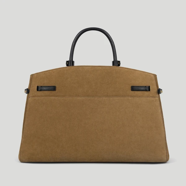 DeMellier The Hudson in Tobacco Suede & Black Smooth Tote Bag, view 5 | Totes & Top-Handle Bags | Luxury Shoes 