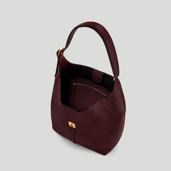 DeMellier The Large Siena Bucket in Burgundy Small Grain Bucket Bag, view 3 | Bucket Bags | Luxury Shoes 