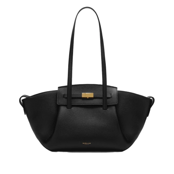The Midi Brooklyn in Black Small Grain Shoulder Bag