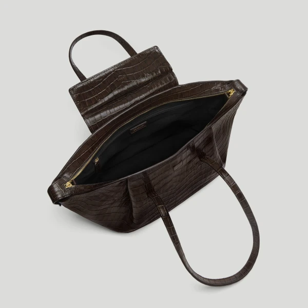 DeMellier The Midi Brooklyn in Dark Chocolate Croc-Effect Shoulder Bag, view 4 | Shoulder & Crossbody Bags | Luxury Shoes 
