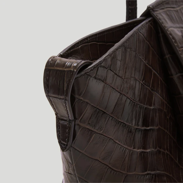 DeMellier The Midi Brooklyn in Dark Chocolate Croc-Effect Shoulder Bag, view 5 | Shoulder & Crossbody Bags | Luxury Shoes 