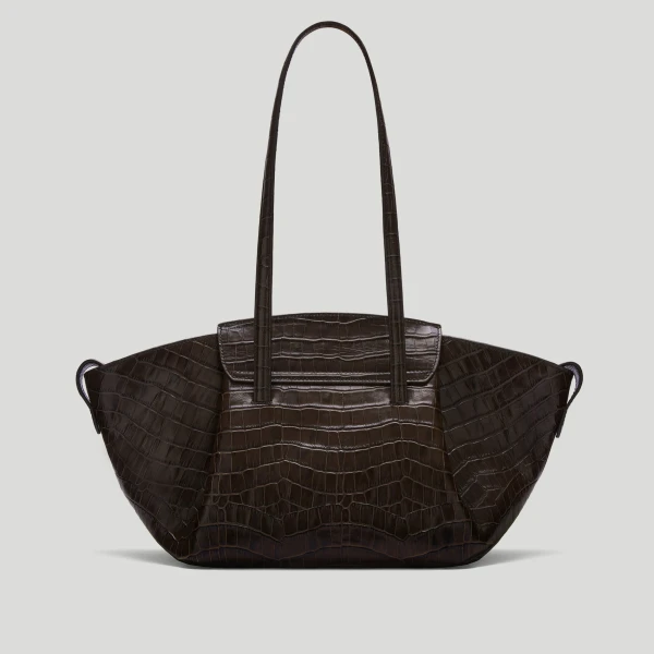 DeMellier The Midi Brooklyn in Dark Chocolate Croc-Effect Shoulder Bag, view 6 | Shoulder & Crossbody Bags | Luxury Shoes 