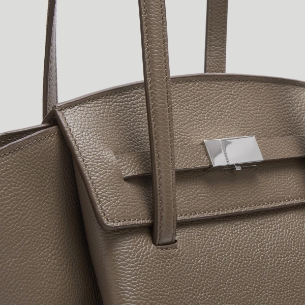 DeMellier The Midi Brooklyn in Dark Taupe Small Grain Shoulder Bag, view 3 | Shoulder & Crossbody Bags | Luxury Shoes 