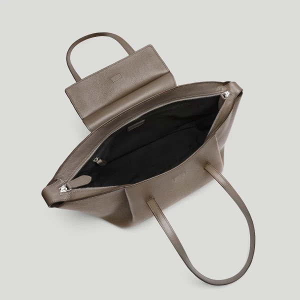 DeMellier The Midi Brooklyn in Dark Taupe Small Grain Shoulder Bag, view 4 | Shoulder & Crossbody Bags | Luxury Shoes 