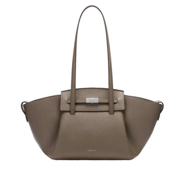 DeMellier The Midi Brooklyn in Dark Taupe Small Grain Shoulder Bag | Shoulder & Crossbody Bags | Luxury Shoes 