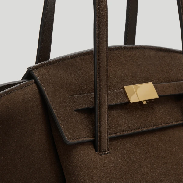 DeMellier The Midi Brooklyn in Mocha Suede Shoulder Bag, view 3 | Shoulder & Crossbody Bags | Luxury Shoes 