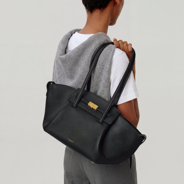 DeMellier The Midi Brooklyn in Warm Brown Small Grain Shoulder Bag, view 6 | Shoulder & Crossbody Bags | Luxury Shoes 