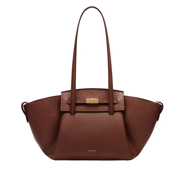 DeMellier The Midi Brooklyn in Warm Brown Small Grain Shoulder Bag | Shoulder & Crossbody Bags | Luxury Shoes 