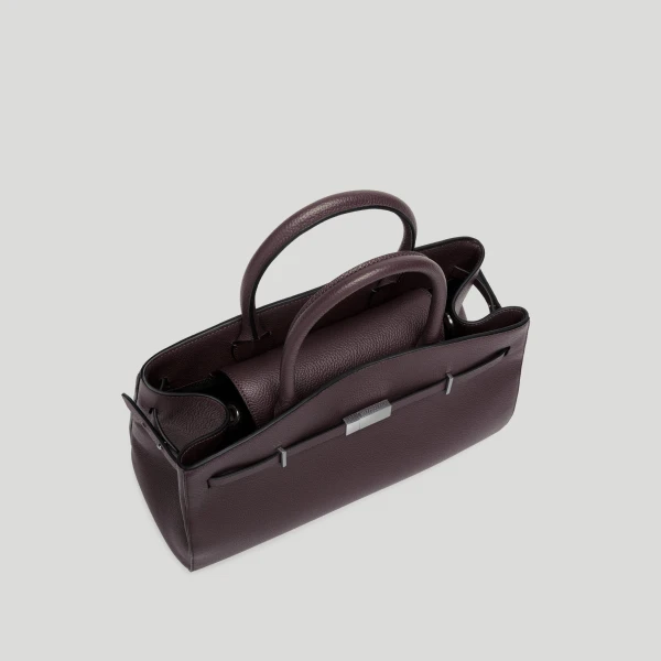 DeMellier The Midi Hudson in Bordeaux Small Grain Crossbody Bag, view 3 | Shoulder & Crossbody Bags | Luxury Shoes 