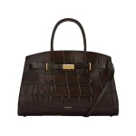 DeMellier The Midi Hudson in Dark Chocolate Large Croc-Effect Crossbody Bag | Shoulder & Crossbody Bags | Luxury Shoes 