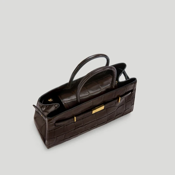 DeMellier The Midi Hudson in Dark Chocolate Large Croc-Effect Crossbody Bag, view 4 | Shoulder & Crossbody Bags | Luxury Shoes 
