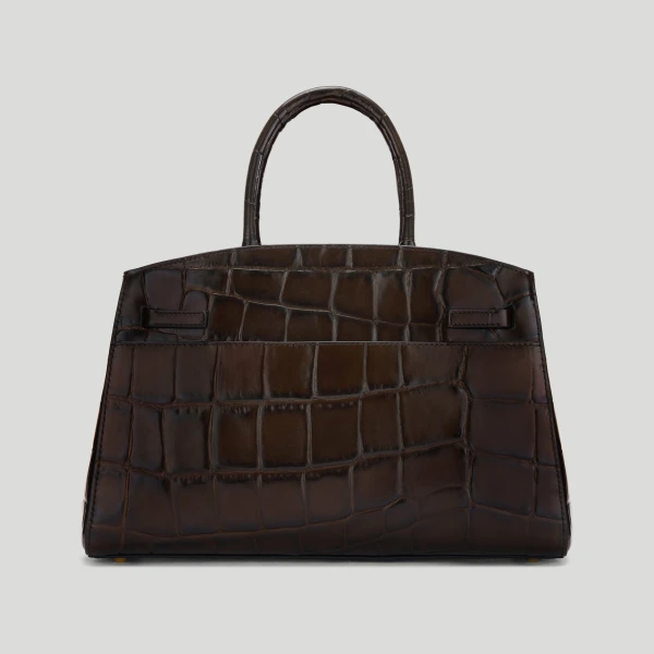 DeMellier The Midi Hudson in Dark Chocolate Large Croc-Effect Crossbody Bag, view 6 | Shoulder & Crossbody Bags | Luxury Shoes 