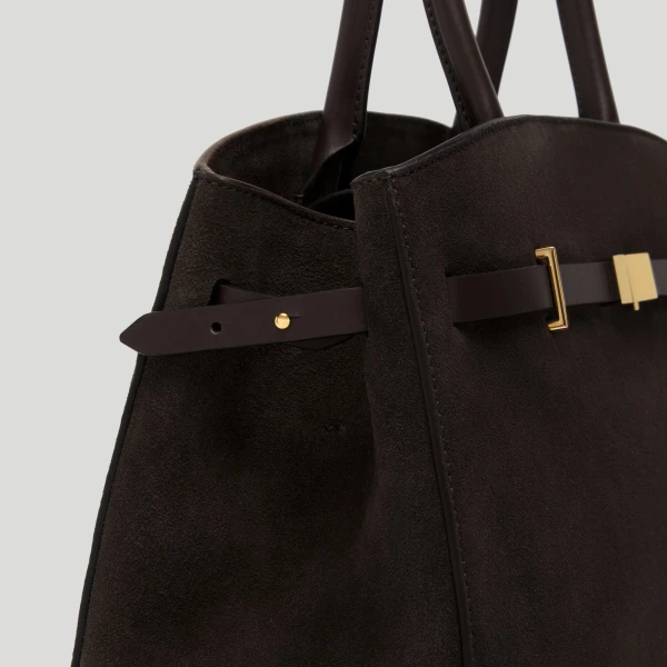 DeMellier The Midi Hudson in Dark Chocolate Suede Crossbody Bag, view 2 | Shoulder & Crossbody Bags | Luxury Shoes 