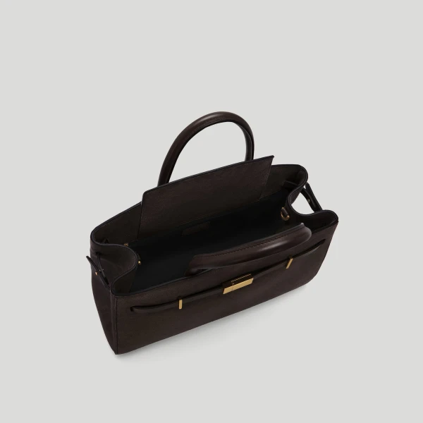 DeMellier The Midi Hudson in Dark Chocolate Suede Crossbody Bag, view 3 | Shoulder & Crossbody Bags | Luxury Shoes 