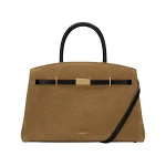DeMellier The Midi Hudson in Tobacco Suede & Black Smooth Crossbody Bag | Shoulder & Crossbody Bags | Luxury Shoes 