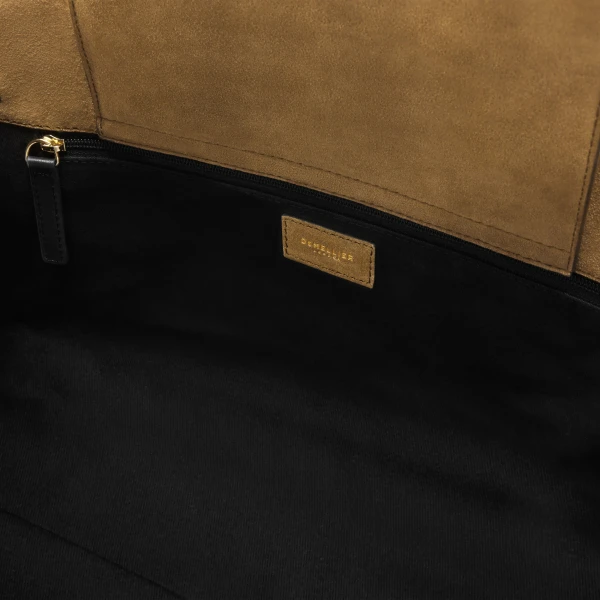 DeMellier The Midi Hudson in Tobacco Suede & Black Smooth Crossbody Bag, view 4 | Shoulder & Crossbody Bags | Luxury Shoes 