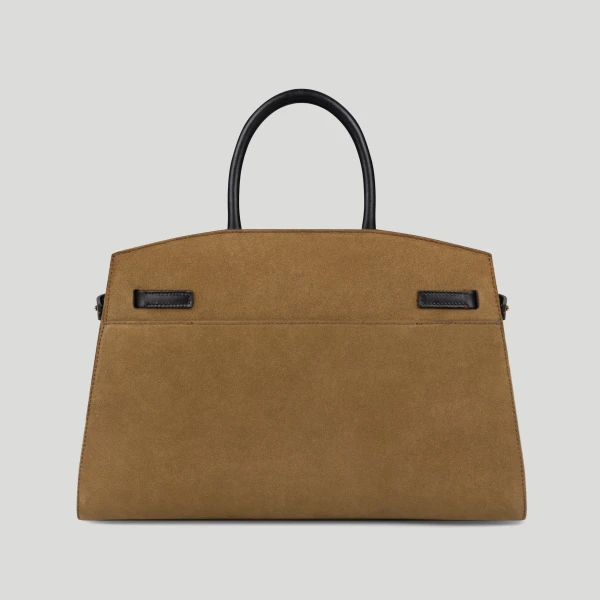 DeMellier The Midi Hudson in Tobacco Suede & Black Smooth Crossbody Bag, view 5 | Shoulder & Crossbody Bags | Luxury Shoes 