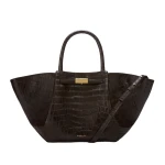 DeMellier The Midi New York in Dark Chocolate Croc-Effect Shoulder Bag | Shoulder & Crossbody Bags | Luxury Shoes 