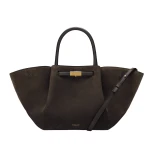 DeMellier The Midi New York in Dark Chocolate Suede & Dark Chocolate Smooth Shoulder Bag | Shoulder & Crossbody Bags | Luxury Shoes 