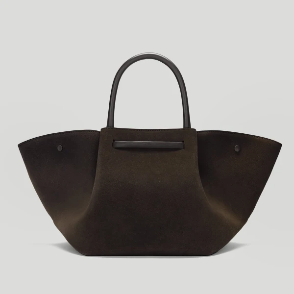 DeMellier The Midi New York in Dark Chocolate Suede & Dark Chocolate Smooth Shoulder Bag, view 5 | Shoulder & Crossbody Bags | Luxury Shoes 