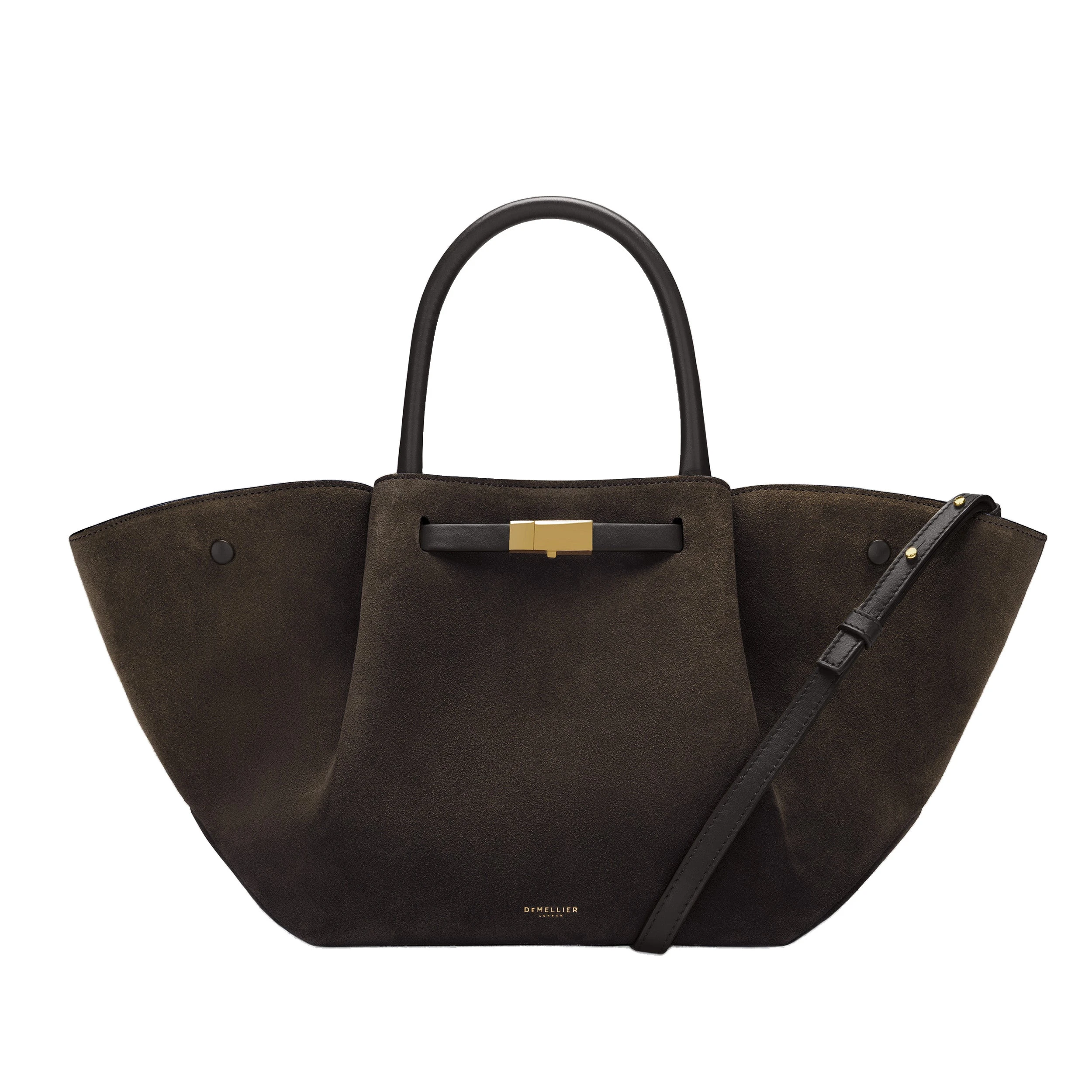 DeMellier The Midi New York in Dark Chocolate Suede & Dark Chocolate Smooth Shoulder Bag DeMellier The Midi New York in Dark Chocolate Suede & Dark Chocolate Smooth Shoulder Bag | Shoulder & Crossbody Bags | Luxury Shoes