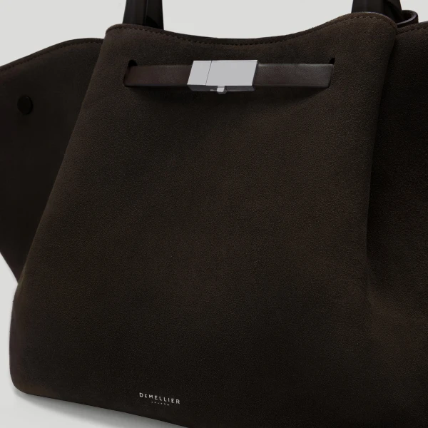 DeMellier The Midi New York in Dark Chocolate Suede Shoulder Bag, view 2 | Shoulder & Crossbody Bags | Luxury Shoes 