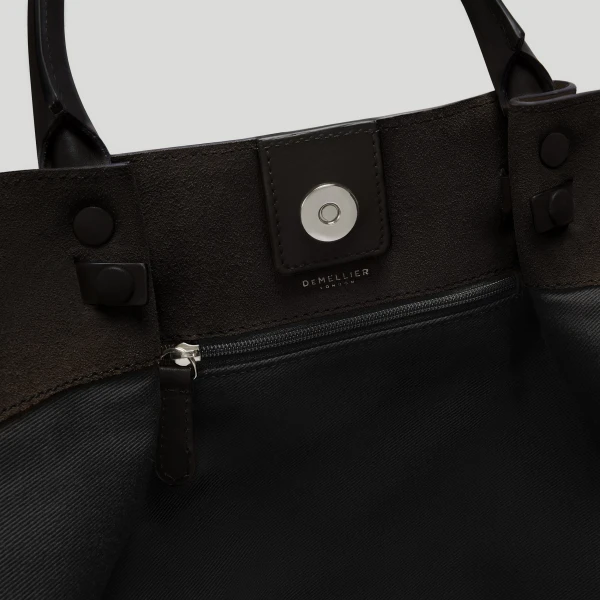 DeMellier The Midi New York in Dark Chocolate Suede Shoulder Bag, view 4 | Shoulder & Crossbody Bags | Luxury Shoes 