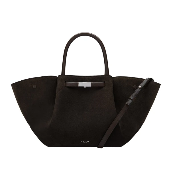The Midi New York in Dark Chocolate Suede Shoulder Bag