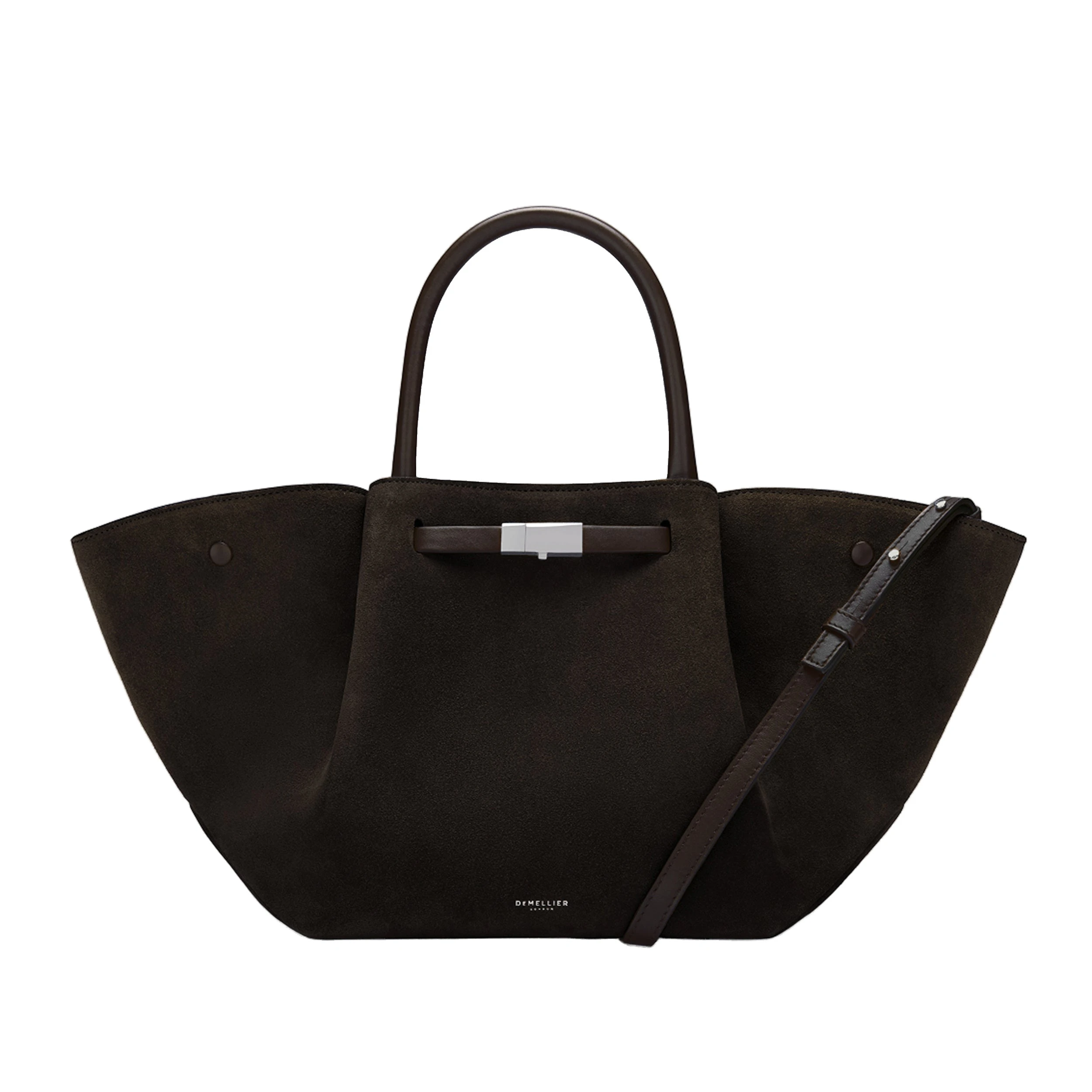 DeMellier The Midi New York in Dark Chocolate Suede Shoulder Bag DeMellier The Midi New York in Dark Chocolate Suede Shoulder Bag | Shoulder & Crossbody Bags | Luxury Shoes