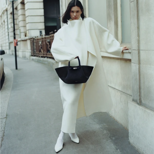 DeMellier The Midi New York in Midnight Blue Suede Shoulder Bag, view 2 | Shoulder & Crossbody Bags | Luxury Shoes 