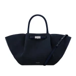 DeMellier The Midi New York in Midnight Blue Suede Shoulder Bag | Shoulder & Crossbody Bags | Luxury Shoes 