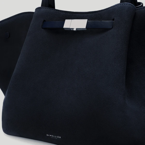 DeMellier The Midi New York in Midnight Blue Suede Shoulder Bag, view 3 | Shoulder & Crossbody Bags | Luxury Shoes 